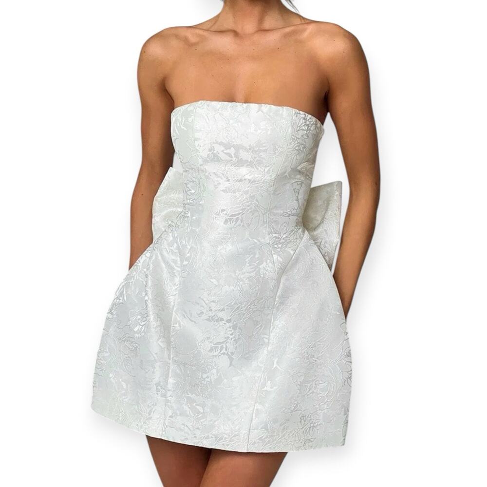 NWD BabyBoo Elenora Mini Dress Ivory Big Bow Size Medium